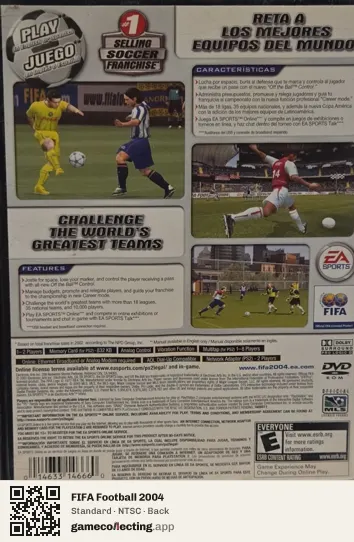 FIFA Football 2004 PlayStation 2, NTSC box back