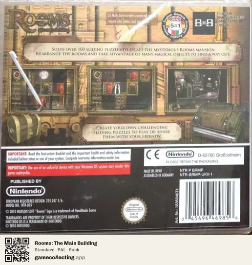 Rooms: The Main Building Nintendo DS, PAL box back