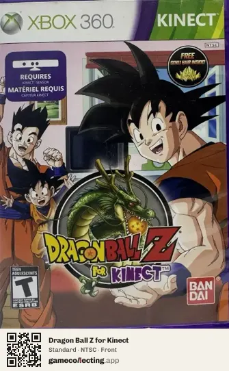 Dragon Ball Z for Kinect Xbox 360, NTSC box front