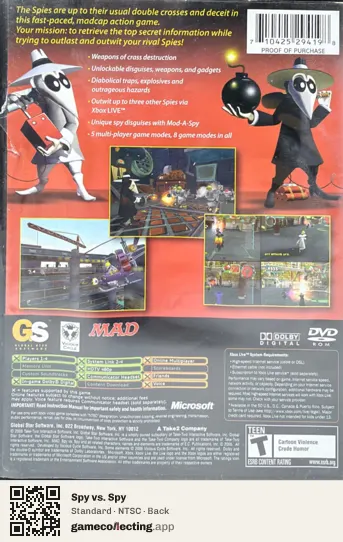 Spy vs. Spy Xbox, NTSC box back
