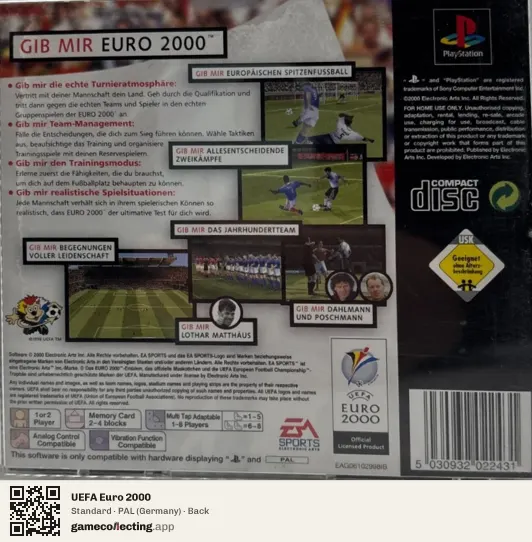 UEFA Euro 2000 PlayStation, Germany box back