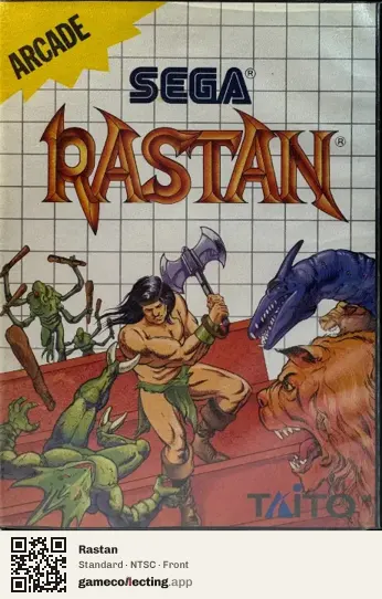 Rastan Sega Master System, NTSC box front