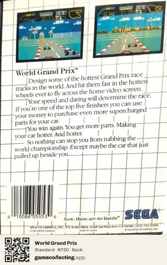 World Grand Prix Sega Master System, NTSC box back