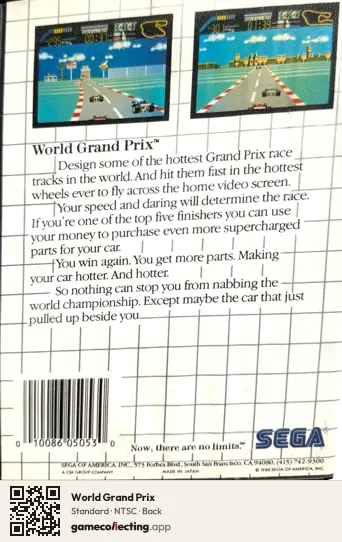 World Grand Prix Sega Master System, NTSC box back
