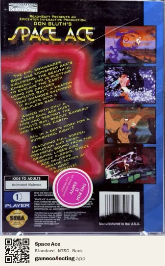 Space Ace Sega Mega-CD / Sega CD, NTSC box back