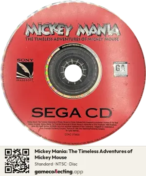 Mickey Mania: The Timeless Adventures of Mickey Mouse Sega Mega-CD / Sega CD, NTSC disc