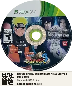 Naruto Shippuden: Ultimate Ninja Storm 3 Full Burst Xbox 360, NTSC disc