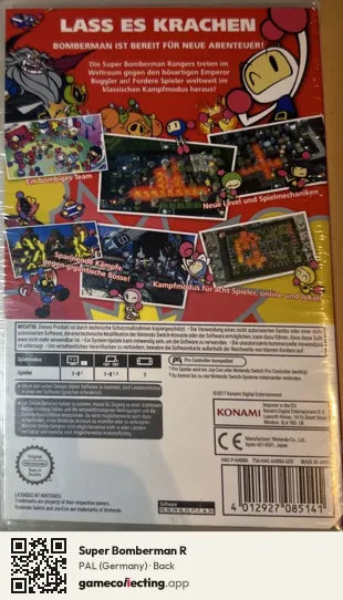 Super Bomberman R Nintendo Switch, Germany box back
