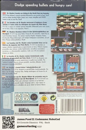 James Pond II: Codename: RoboCod Sega Mega Drive / Genesis, PAL box back