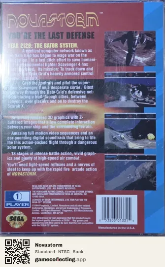Novastorm Sega Mega-CD / Sega CD, NTSC box back