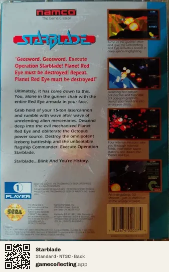 Starblade Sega Mega-CD / Sega CD, NTSC box back