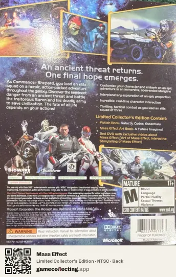 Mass Effect Xbox 360, NTSC box back