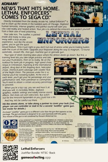 Lethal Enforcers Sega Mega-CD / Sega CD, NTSC box back