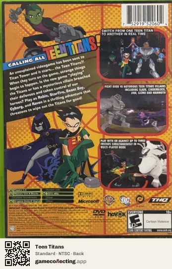Teen Titans Xbox, NTSC box back