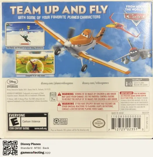 Disney Planes Nintendo 3DS, NTSC box back