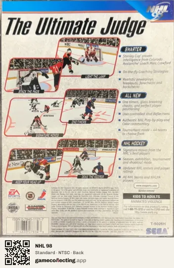 NHL 98 Sega Saturn, NTSC box back