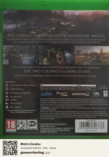 Metro Exodus Xbox Series X, PAL box back