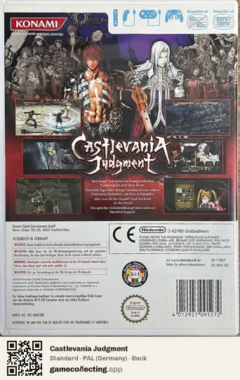 Castlevania Judgment Nintendo Wii, Germany box back