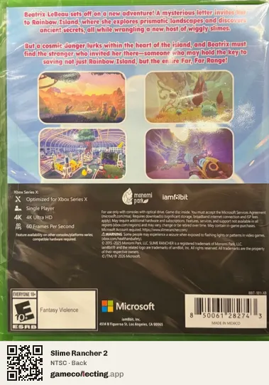 Slime Rancher 2 Xbox Series X, NTSC box back