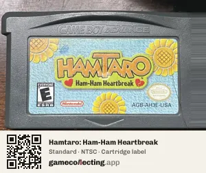 Hamtaro: Ham-Ham Heartbreak Game Boy Advance, NTSC cartridge label