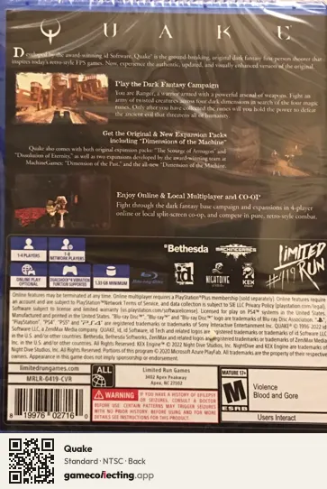 Quake PlayStation 4, NTSC box back