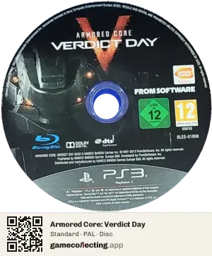 Armored Core: Verdict Day PlayStation 3, PAL disc