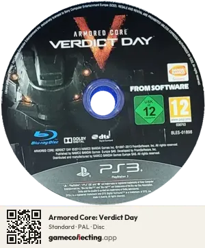 Armored Core: Verdict Day PlayStation 3, PAL disc