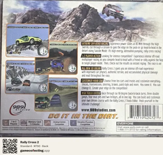 Rally Cross 2 PlayStation, NTSC box back
