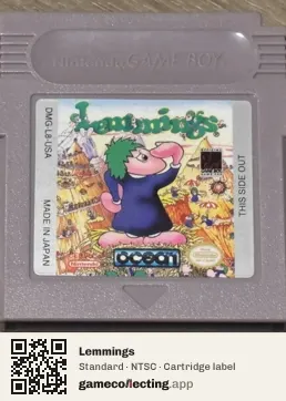 Lemmings Game Boy, NTSC cartridge label