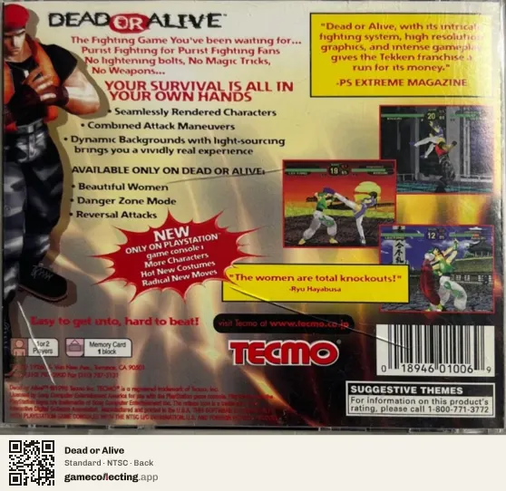 Dead or Alive PlayStation, NTSC box back