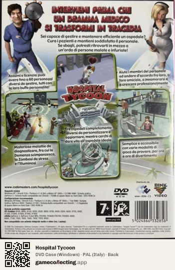 Hospital Tycoon Computer, Italy box back