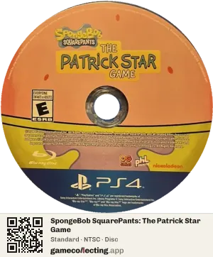 SpongeBob SquarePants: The Patrick Star Game PlayStation 4, NTSC disc