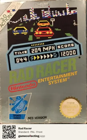 Rad Racer Nintendo Entertainment System, PAL box front