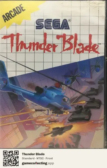 Thunder Blade Sega Master System, NTSC box front