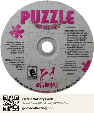Puzzle Variety Pack Computer, NTSC disc