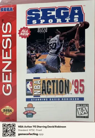 NBA Action '95 Starring David Robinson Sega Mega Drive / Genesis, NTSC box front