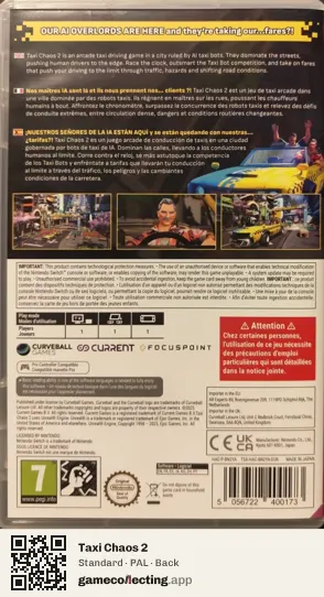 Taxi Chaos 2 Nintendo Switch, PAL box back