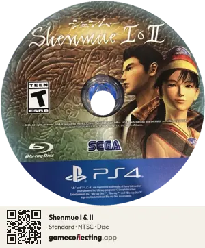 Shenmue I & II PlayStation 4, NTSC disc