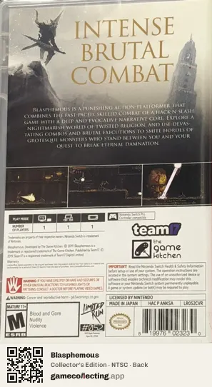 Blasphemous Nintendo Switch, NTSC box back
