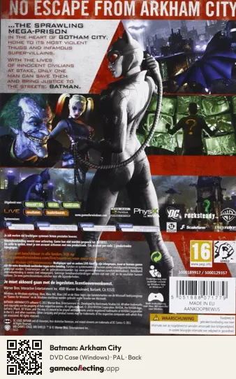 Batman: Arkham City Computer, PAL box back
