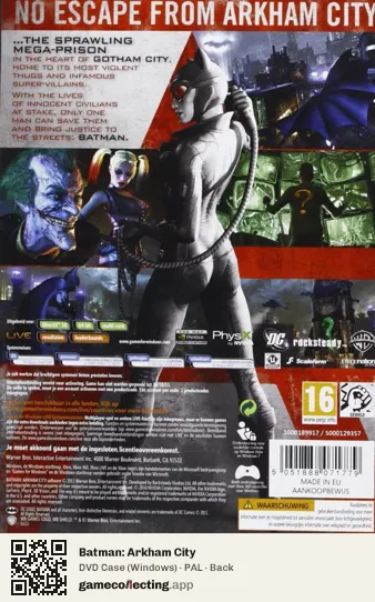 Batman: Arkham City Computer, PAL box back
