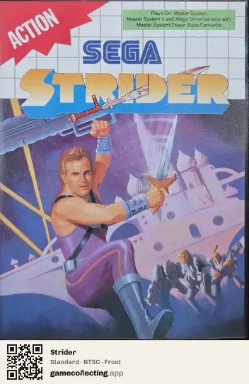 Strider Sega Master System, NTSC box front