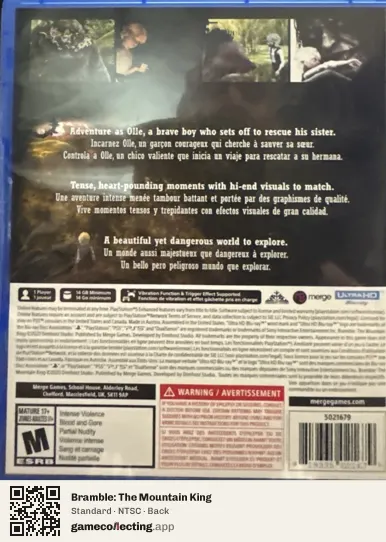 Bramble: The Mountain King PlayStation 5, NTSC box back