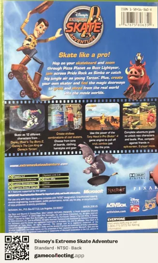 Disney's Extreme Skate Adventure Xbox, NTSC box back