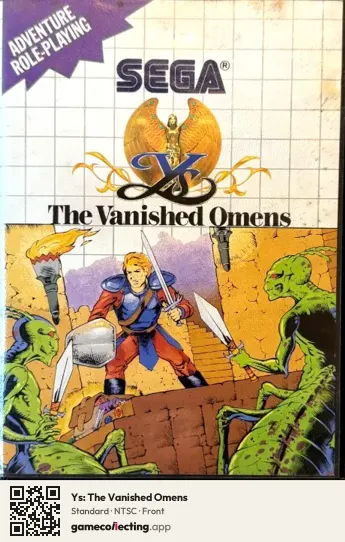 Ys: The Vanished Omens Sega Master System, NTSC box front