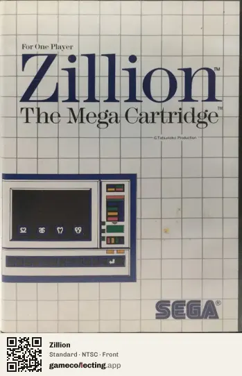 Zillion Sega Master System, NTSC box front