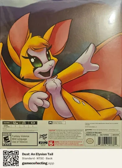 Dust: An Elysian Tail Nintendo Switch, NTSC box back