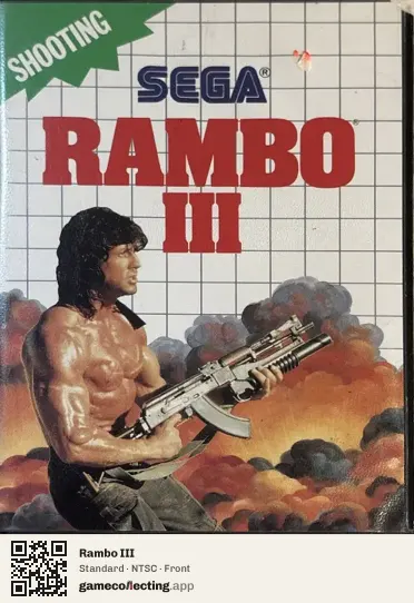 Rambo III Sega Master System, NTSC box front