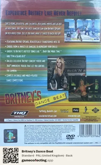 Britney's Dance Beat PlayStation 2, United Kingdom box back