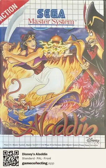 Disney's Aladdin Sega Master System, PAL box front